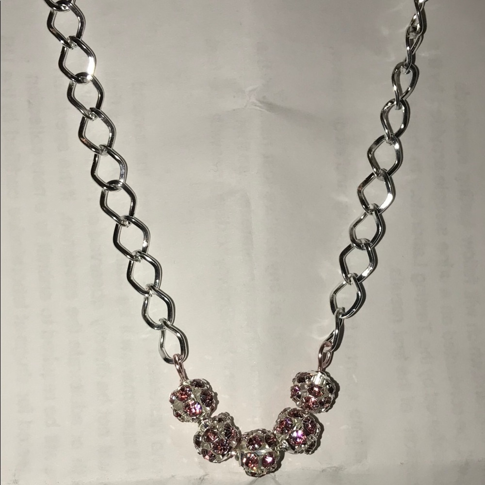 Handmade horseshoe necklace with rhinestone beads